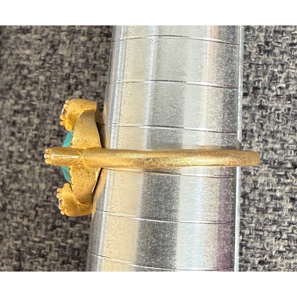 Freida Rothman Collection 925 Amazonian Allure Turquoise Ring CZ Size 7 Boho - Picture 5 of 9